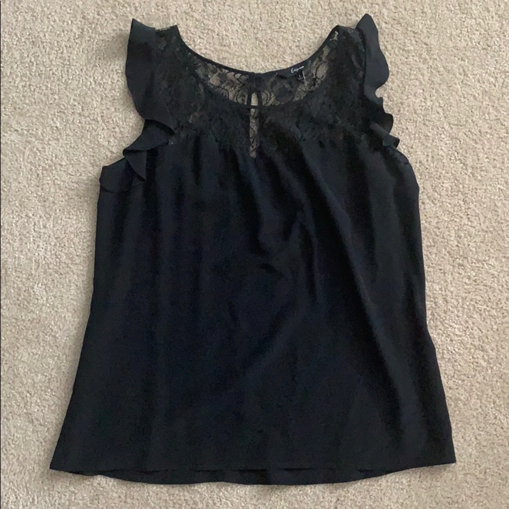 Satin Lace and Ruffled Cuff Blouse
